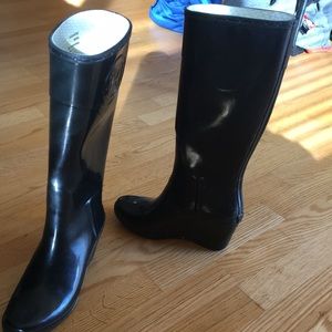 Hunter Wedge Black rain boots